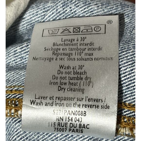 Sezane Jeans Womens 30 Button Fly Light Acid Wash Tapered Mid Rise - Picture 14 of 15